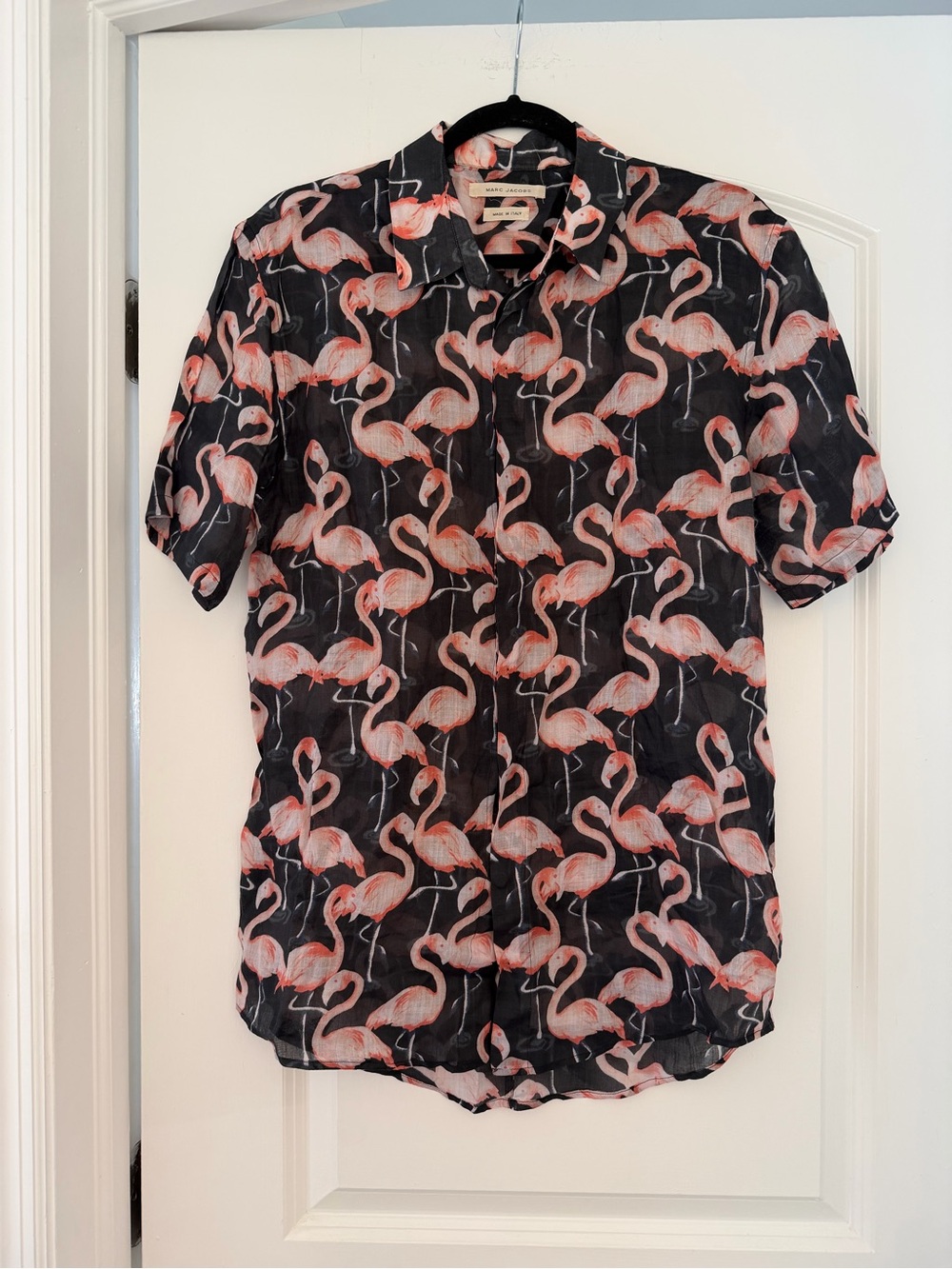 Marc Jacobs Black Shirt with Pink Flamingo Print